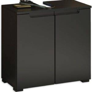Badezimmer Waschbeckenunterschrank in Schwarz matt - Bad Unterschrank Badezimmerschrank mit viel Stauraum - 60 x 57,5 x 32 cm (B/H/T)