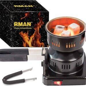 RMAN Shisha Kohleanzünder Elektrischer für Shisha Kohle 600W Elektrisch Kohlegrill mit extra langem 150cm Kabel abnehmbarem Kohlekorb multifunktionaler Griff Shisha Zubehör