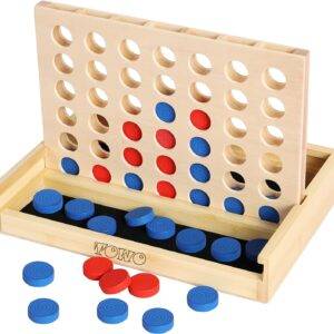 TOWO Holz 4 in Einer Reihe Spiel-klassisches Strategie-Spiel für Kinder-Connect das 4 Discs von gleicher Farbe in Einer Reihe-Reisen Spiele Familie Brettspiele Spielzeug Geschenk für 6 Jahre