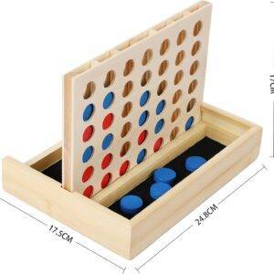 TOWO Holz 4 in Einer Reihe Spiel-klassisches Strategie-Spiel für Kinder-Connect das 4 Discs von gleicher Farbe in Einer Reihe-Reisen Spiele Familie Brettspiele Spielzeug Geschenk für 6 Jahre