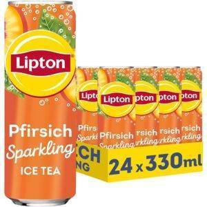 LIPTON ICE TEA Sparkling Peach, Eistee mit Kohlensäure und Pfirsich Geschmack, EINWEG (24 x 0.33 l) (Verpackungsdesign kann abweichen)
