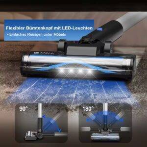 Akku-Handstaubsauger Staubsauger,Akku Staubsauger,Staubsauger Kabellos 33KPa,55 Min Stielstaubsauger für Tierhaare,Teppich und Hartböden