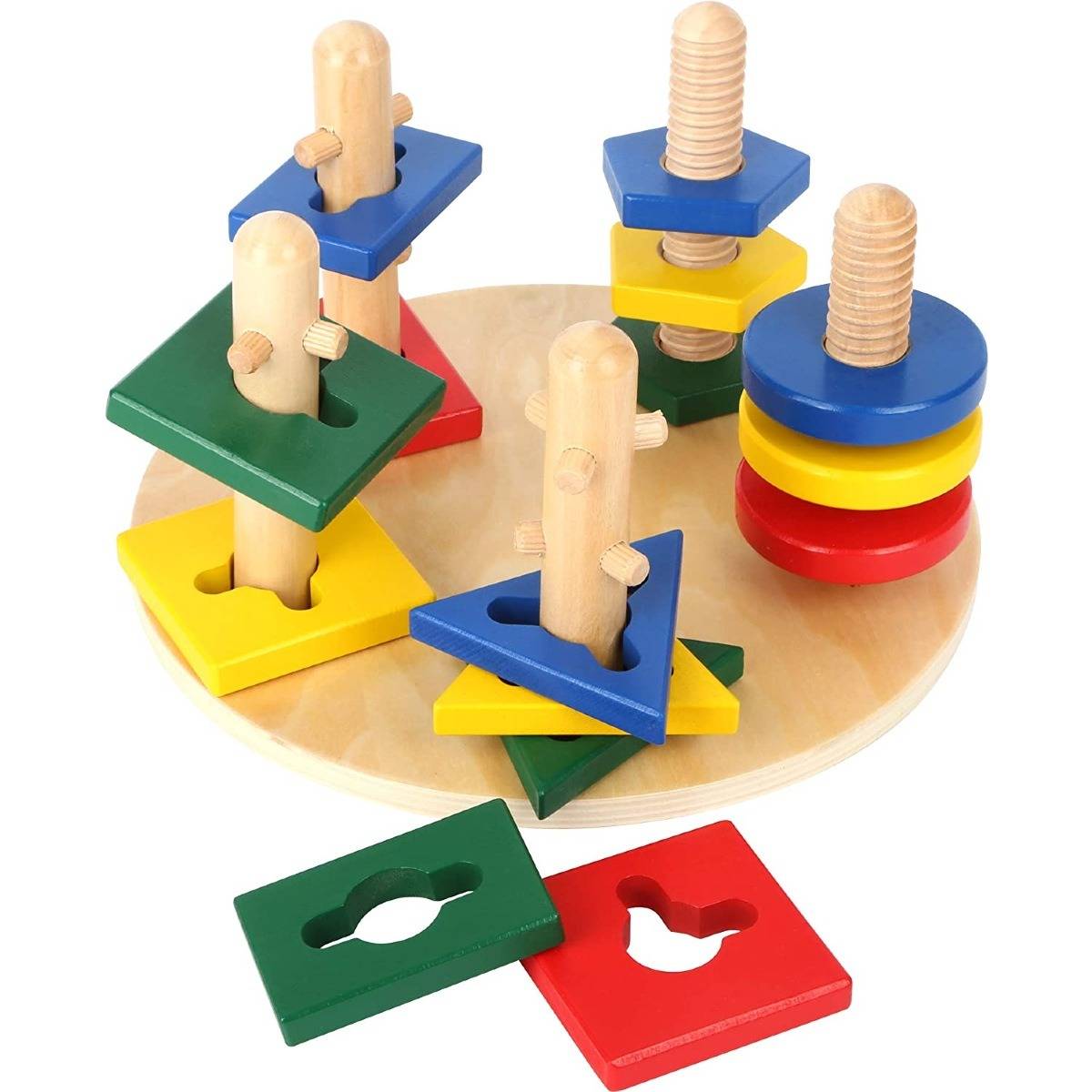 Steckspiel Motorik Türme Holz Lernspielzeug für Kinder ab 1