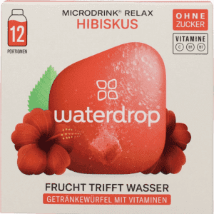 waterdrop Microdrink RELAX Hibiskus, 12 Stück Natürliches Granulat mit Hibiskusblüte-Acerola-Geschmack