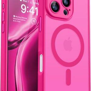iPhone 16 Pro Max Hülle mit Kameraschutz für Magsafe (TOP Militärschutz & Magnetkraft) Extrem Haltbarkeit Hülle iPhone 16 Pro Max Case Stoßfest, Leuchtend Rosa