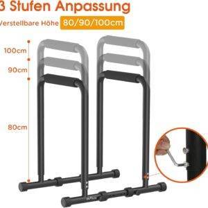 DH FitLife Dip Barren Bars | Dip Station | Kraftstation Fitnessgerät für Zuhause | Parallettes Calisthenics Training Equipment | Krafttraining 80-100 cm individuell verstellba