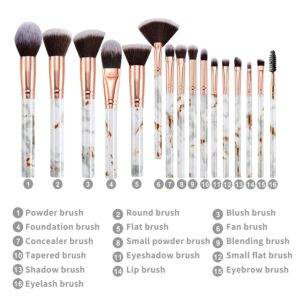 Pinselset Makeup - 16 Stück Professionelle Pinsel Set Marmor Gesicht Make Up Pudercreme Puder Foundation Lidschatten Concealer Eyeshadow Schmink Pinsel Mit Schminktasche