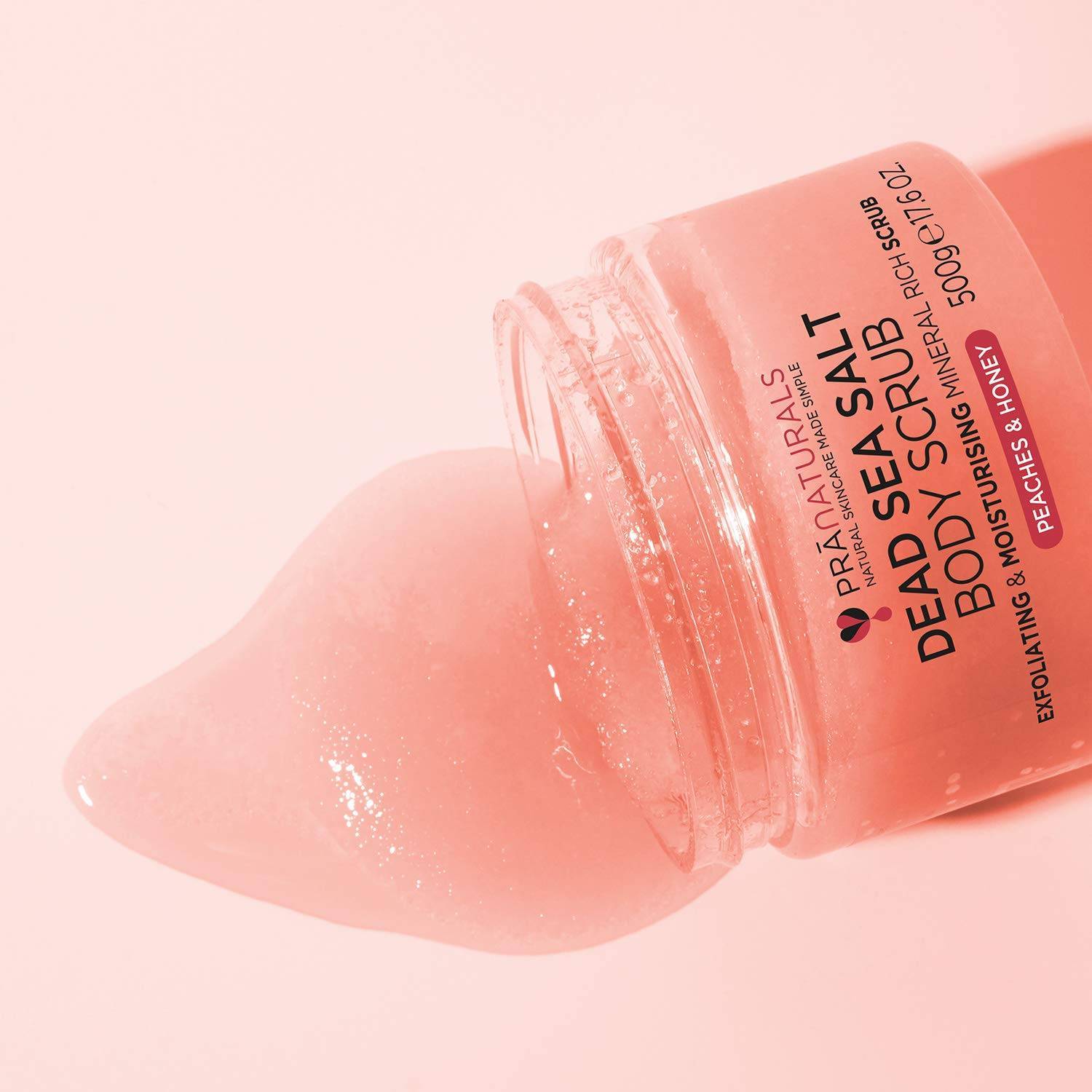 Körperpeeling mit Salz aus dem Toten Meer 500g - Feuchtigkeitsspendend & pflegend, Natürlichen Ölen & Mineralstoffen, keine Parabene, vegan, frei von Tierversuchen (Pfirsiche und Honig) – Bild 3