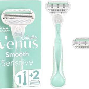 Gillette Venus Smooth Sensitive Rasierer Damen, Damenrasierer + 2 Rasierklingen