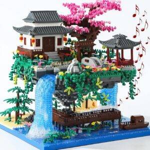 Sakura Baumhaus Bauklötze Kit mit Geschenkbox 3320 Stück,Original Musik Kirschbaum Bonsai Baukasten Typ:Symphony, Japan Sakura Baumhaus Lichter Baukasten,Bonsai Baum Kirschblüten Baustein