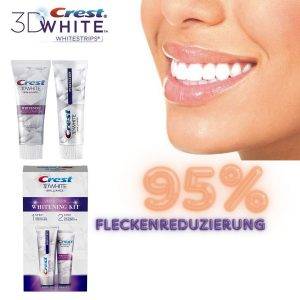 CREST Zahnbleaching-Kit 3D WHITE Brilliance Whitenig Kit 75 ml Perfection Zahnpasta + 75 ml Aufhellungsbeschleuninger 2x 75ml