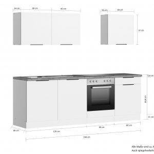 Küchenzeile KS-Lagos2, Breite 240 cm wahlweise mit E-Geräten, mit 38mm starker Arbeitsplatte