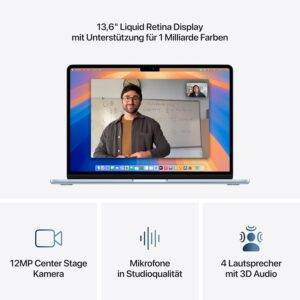 Apple MacBook Air (13", Apple M4 Chip mit 10‑Core CPU und 8‑Core GPU, 16GB Gemeinsamer Arbeitsspeicher, 256 GB) - Silber