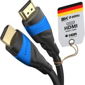 KabelDirekt – 8K & 4K HDMI Kabel – 20m – Entwickelt in Deutschland – Für jedes HDMI-Kabel Setup (10K, 8K@60Hz & 4K@120Hz, High Speed HDMI 2.1 mit Ethernet, Blu-ray, PS5, Xbox Series, Switch)