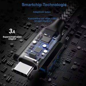 ALPHA ELECTRONICS Schnellladekabel passt für Samsung Galaxy S23 S22 S21 S20 S10 Smartphone-Kabel USB-C, USB-C, Schnellladekabel