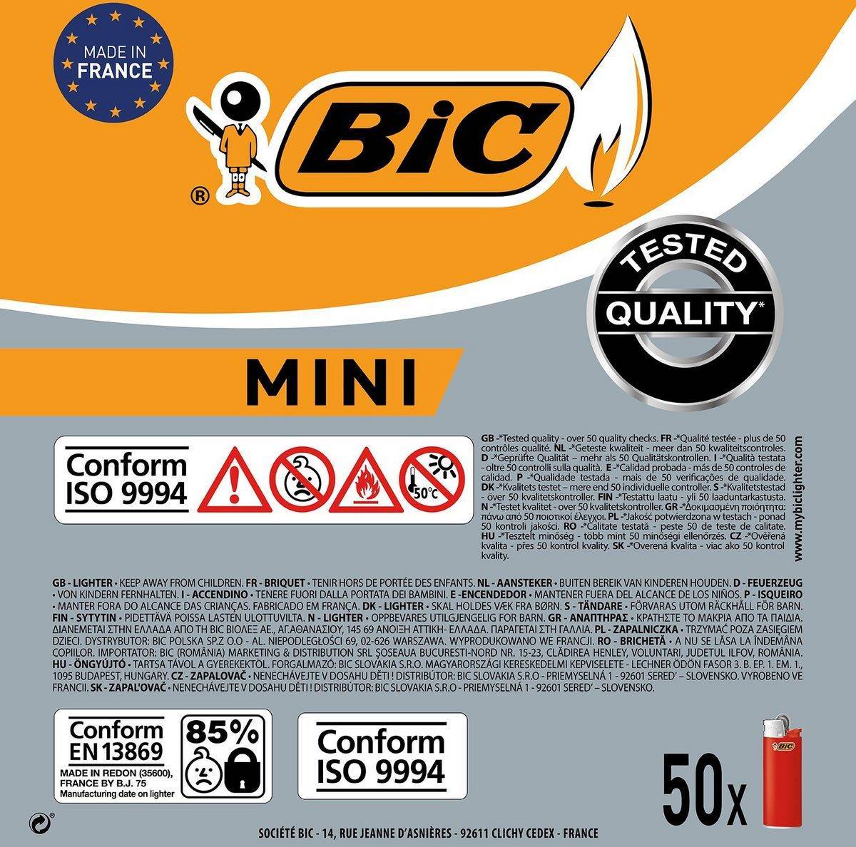 BIC Feuerzeuge BIC J25 Feuerzeuge Mini Standard 50er Tray, 50 Feuerzeuge im Display 50-St – Bild 2