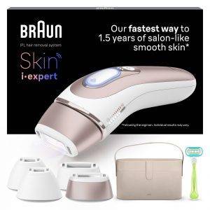 BRAUN IPL-Haarentferner Smart Skin i·expert PL7387 4 Aufsätze für Gesicht & Körper, Venus Rasierer & Aufbewahrungsbox