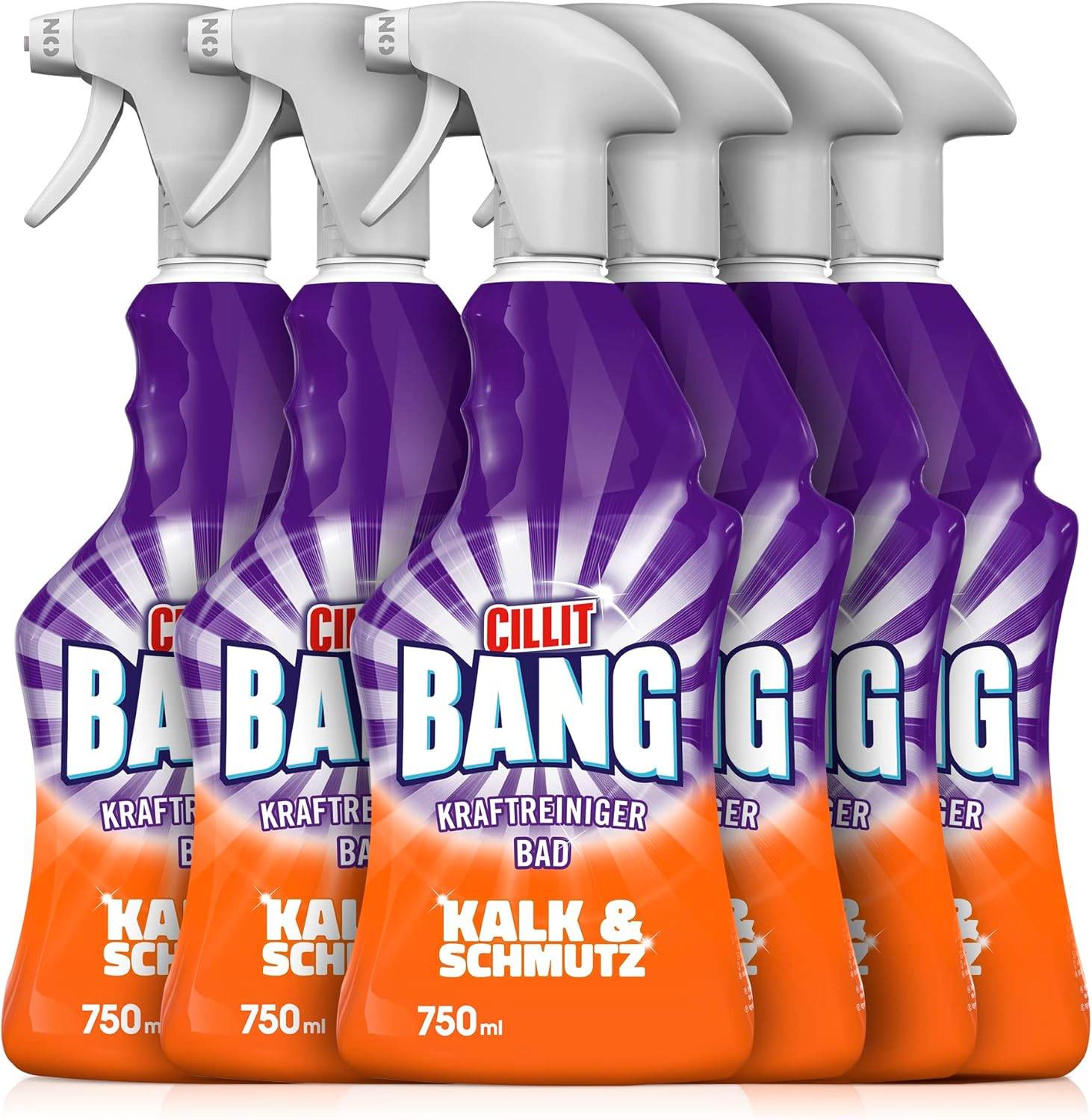 CILLIT BANG Kraftreiniger Bad Kalk und Schmutz Spray fr strahlend saubere Oberflchen 6 x 750 ml