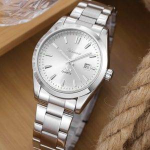 Herren Uhr Schlicht Metallic