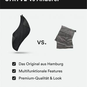STRYVE Sporthandtuch – Das Original aus DHDL – Towell+ Pro – All Black – 105 x 42,5 cm – Magnetclip & Rutschschutz – Hygienisch & Funktional – Ideales Handtuch fürs Gym verfügbar
