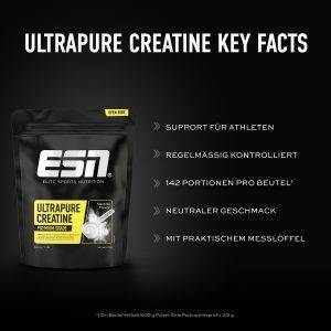 ESN Ultrapure Creatine Monohydrate, 500 g, 142 Portionen, mikrofein und perfekt löslich - made in Germany