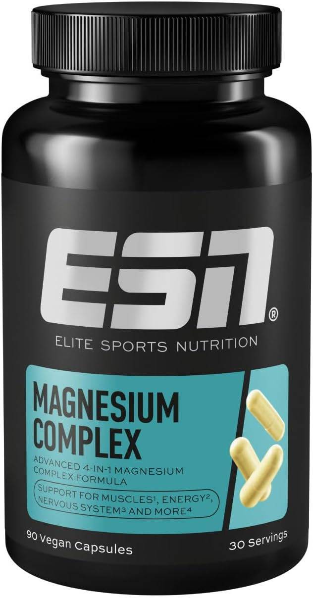 ESN Magnesium Complex, 90 Kapseln, 323 mg Magnesium pro Tagesportion, 4 in 1 Komplex Formel - Made in Germany