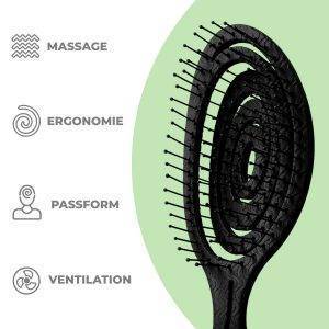 Ninabella Haarbürste ohne Ziepen - Bürste für Damen und Herren - Detangler Bürste auch für Locken & Lange Haare - Entwirrbürste Haarbürsten - Schwarz