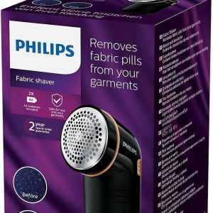 Philips Fusselentferner für alle Kleidungsstücke, entfernt kleine Knötchen, 2 Höheneinstellungen, batteriebetrieben (2 Philips AA-Batterien inkl.), 8 x 12.3 x 5.8 cm, schwarz-Gold (GC026/80)