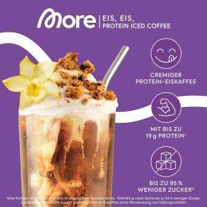 MORE Proteinbundle aus More Protein Sahne, 600g und Protein Iced Coffee, 500g, Vanilla Chocolate Chip Cookie, Whey Konzentrat Casein Mix und Eiskaffee mit wertvollen Proteinen - made in Germany