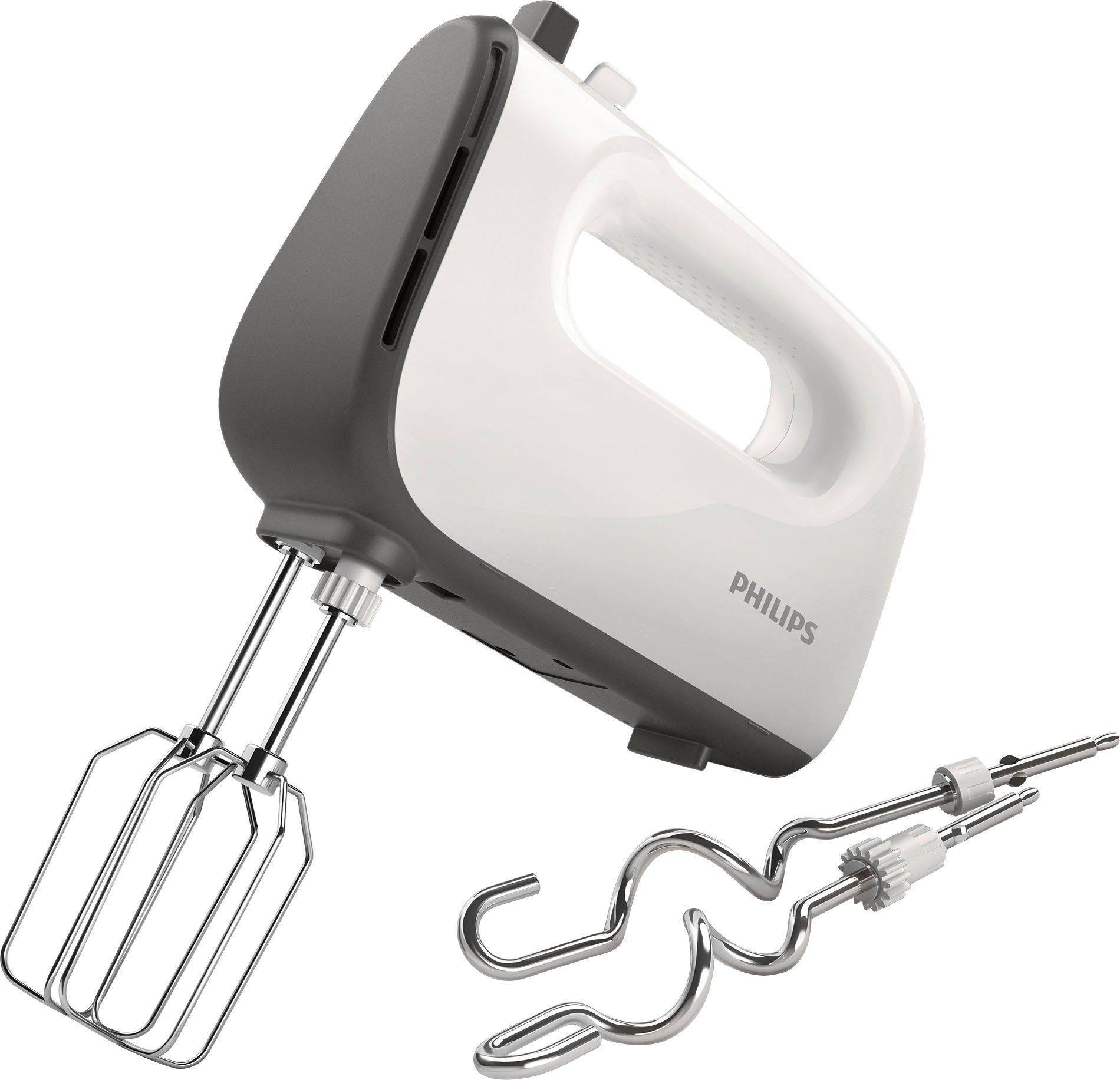 PHILIPS Handmixer HR3741/00 5 Geschwindigkeiten plus Turbo, inkl. Quirle und Knethaken