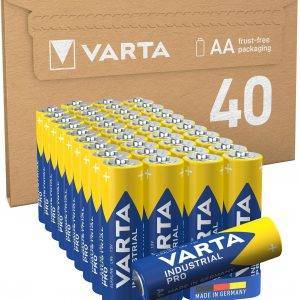VARTA Batterien AA, Industrial Pro, Alkaline Batterie, 1,5V, Vorratspack in umweltschonender Verpackung, Made in Germany 40 Stück (1er Pack)
