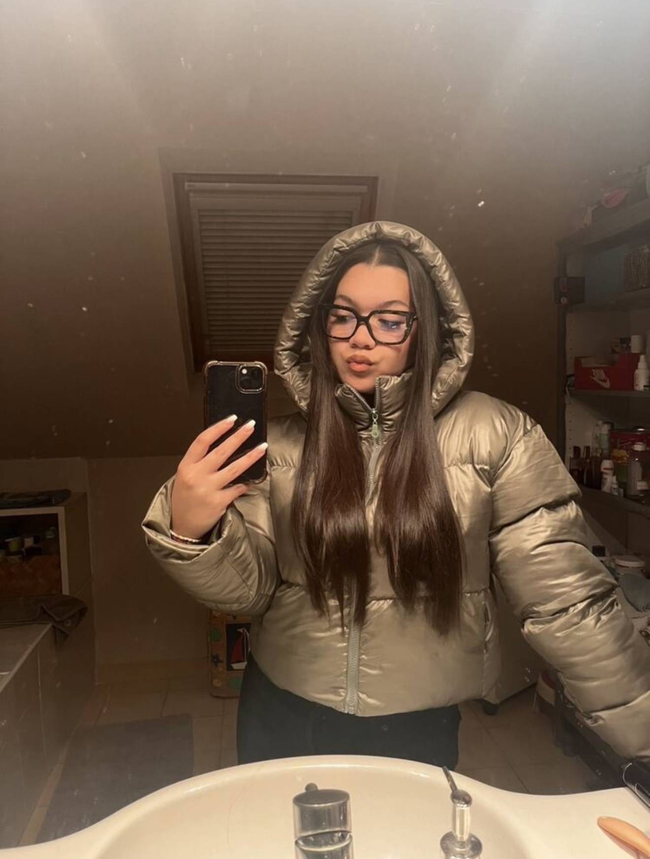 Damen Warme Wind-resistente Baumwoll-Jacke mit Kapuze – Größe 38