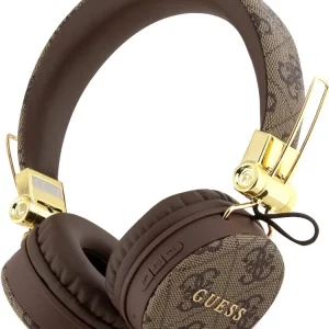 Guess Kabellose Kopfhörer, 4G, PU-Leder, mit Metall-Logo, Braun