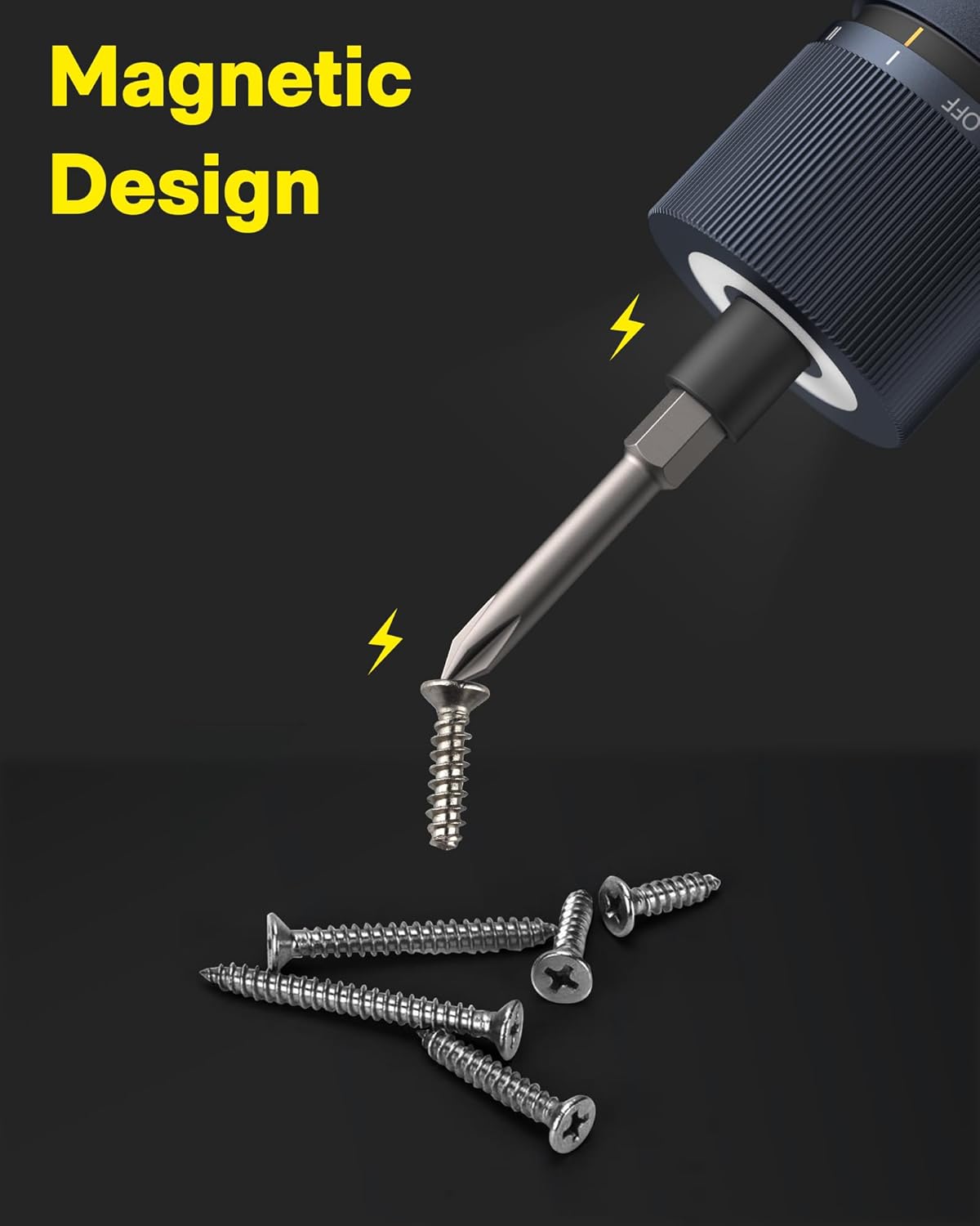 HOTO Elektroschrauber Wiederaufladbar, 3.6V Akkuschrauber Set USB-C, 3 Drehmomenteinstellungen, 1500mAh Akku, LED-Licht & 12 S2 Metallbits für Möbel/Elektrische Reparaturen – Bild 5