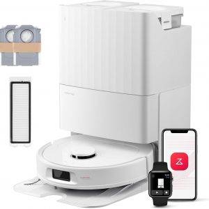 roborock QV 35S-Set Saugroboter mit Wischfunktion, 10.000 Pa HyperForce Saugkraft, Anti-Tangle-Bürsten, Anhebbare Schleudermopps, Intelligente Hindernisvermeidung, All-in-One Dock (Weiß)