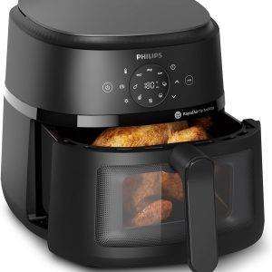 Philips Airfryer 2000 Serie – Heißluftfritteuse mit 13 Zubereitungsmöglichkeiten, 6,2 l, mit Kochfenster, RapidAir-Technologie, Braten mit bis zu 90% weniger Fett, leicht zu reinigen (NA230/00)