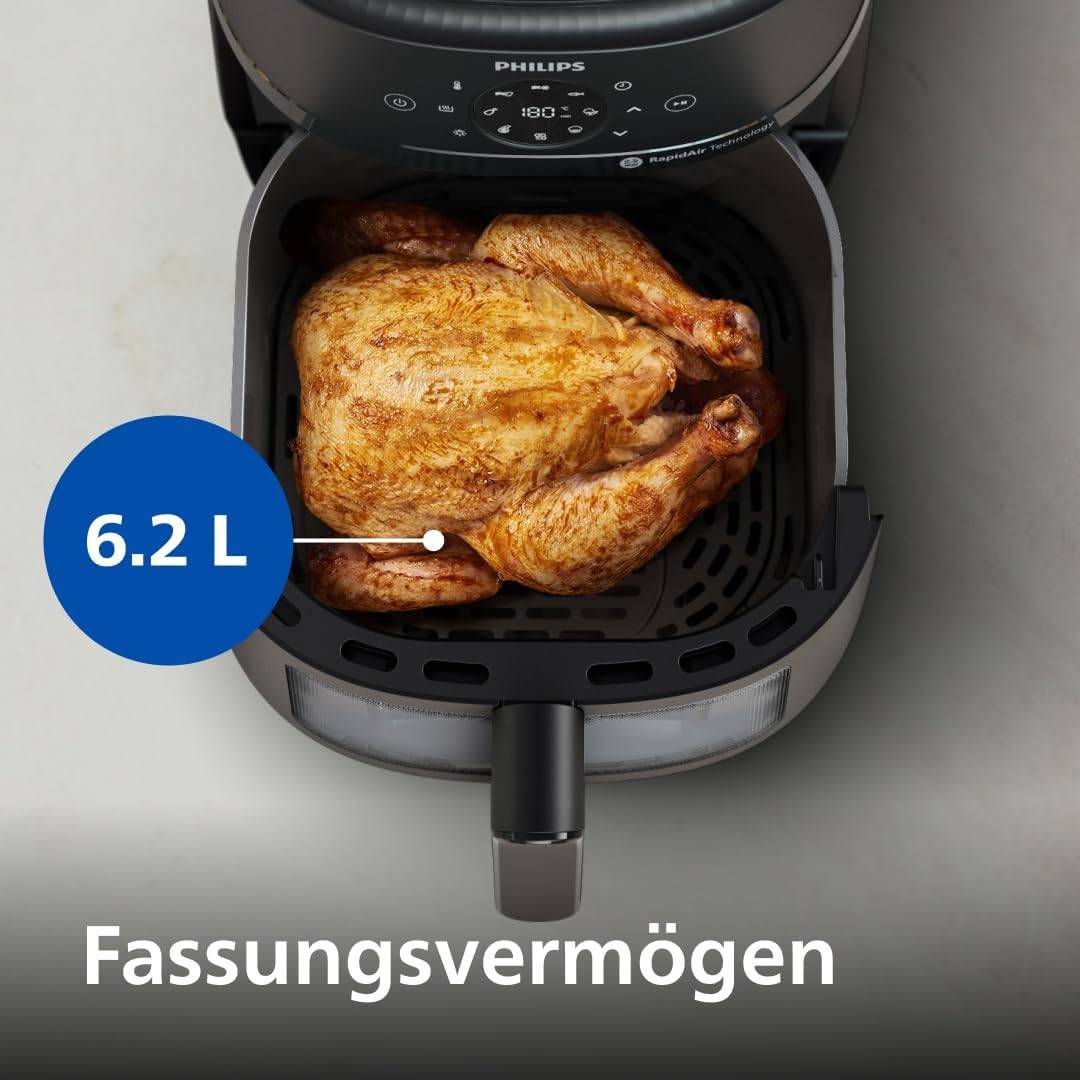 Philips Airfryer 2000 Serie – Heißluftfritteuse mit 13 Zubereitungsmöglichkeiten, 6,2 l, mit Kochfenster, RapidAir-Technologie, Braten mit bis zu 90% weniger Fett, leicht zu reinigen (NA230/00) – Bild 3