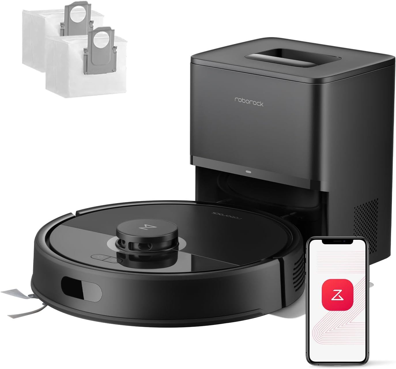 roborock Q7 L5+ Set Saugroboter mit Wischfunktion Absaugstation, verbessert von Q5 Pro+, Dual Anti-Tangle System, 8000Pa Saugkraft, LiDAR-Navigation, Staubsauger Roboter für Teppiche&Tierhaar, Schwarz