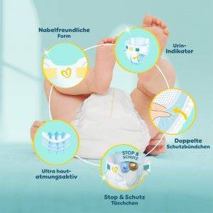 Pampers Premium Protection Größe 2, 240 Windeln, 4kg-8kg, Doppelter Schutz für die Haut und vor Auslaufen