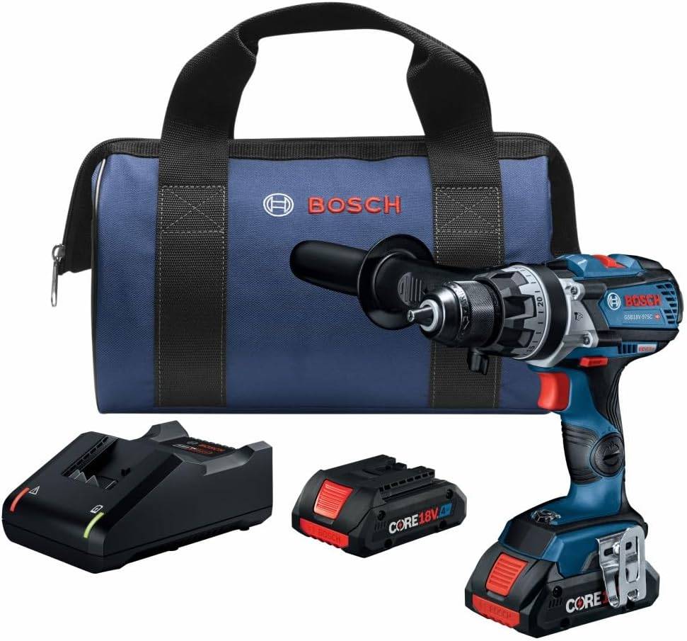 BOSCH GSB18V-975CB25 Bohrhammer / Schlagbohrschrauber-Set, 18 V, bürstenlos, 1,27 cm, inkl. 2 CORE18V® 4 Ah Advanced Power Batterien