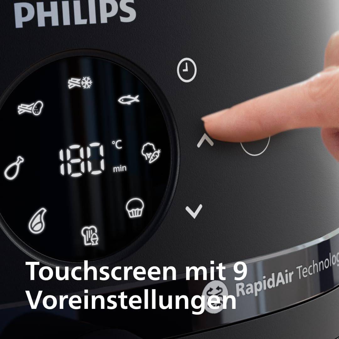 Philips Airfryer 2000 Serie – Heißluftfritteuse mit 13 Zubereitungsmöglichkeiten, 6,2 l, mit Kochfenster, RapidAir-Technologie, Braten mit bis zu 90% weniger Fett, leicht zu reinigen (NA230/00) – Bild 2