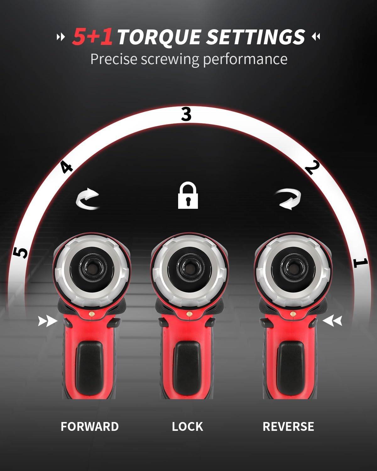AVID POWER Elektrisches Schraubendreher-Set, wiederaufladbar, 4 V, Akkuschrauber-Set mit 44-teiligem Zubehör, 5,65 Nm Schraubenpistole, 5+1 Drehmomenteinstellung, 2-Positionen-Griff mit LED-Licht – Bild 7