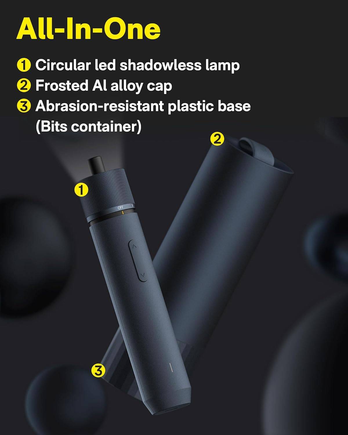 HOTO Elektroschrauber Wiederaufladbar, 3.6V Akkuschrauber Set USB-C, 3 Drehmomenteinstellungen, 1500mAh Akku, LED-Licht & 12 S2 Metallbits für Möbel/Elektrische Reparaturen – Bild 6