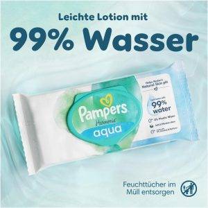 Pampers Harmonie Aqua Feuchttücher 15 Packungen mit jeweils 48 Feuchttüchern - 720 Feuchttücher, die helfen, den natürlichen pH-Wert der Haut wiederherzustellen, leichte Lotion mit 99% Wasser