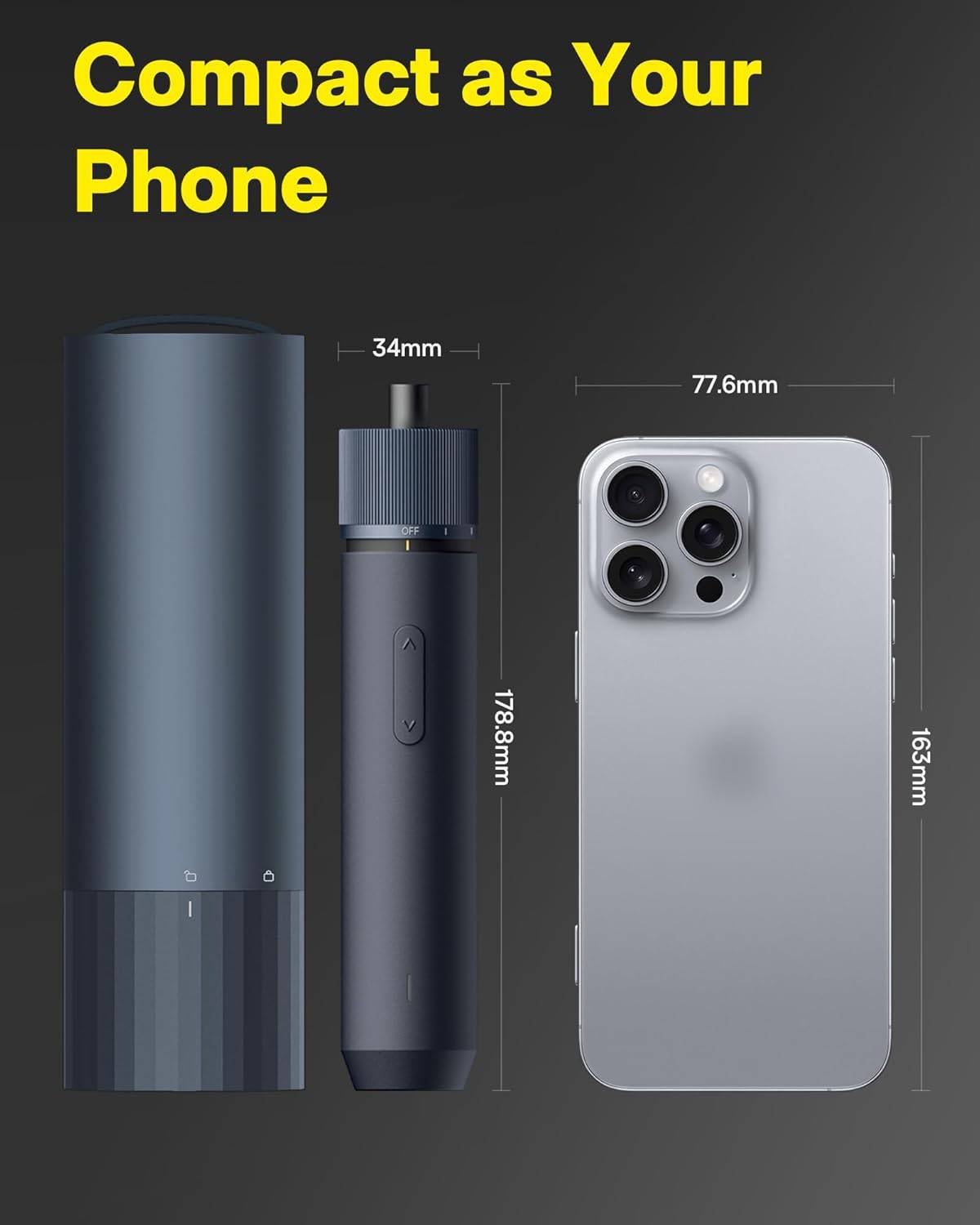 HOTO Elektroschrauber Wiederaufladbar, 3.6V Akkuschrauber Set USB-C, 3 Drehmomenteinstellungen, 1500mAh Akku, LED-Licht & 12 S2 Metallbits für Möbel/Elektrische Reparaturen – Bild 8