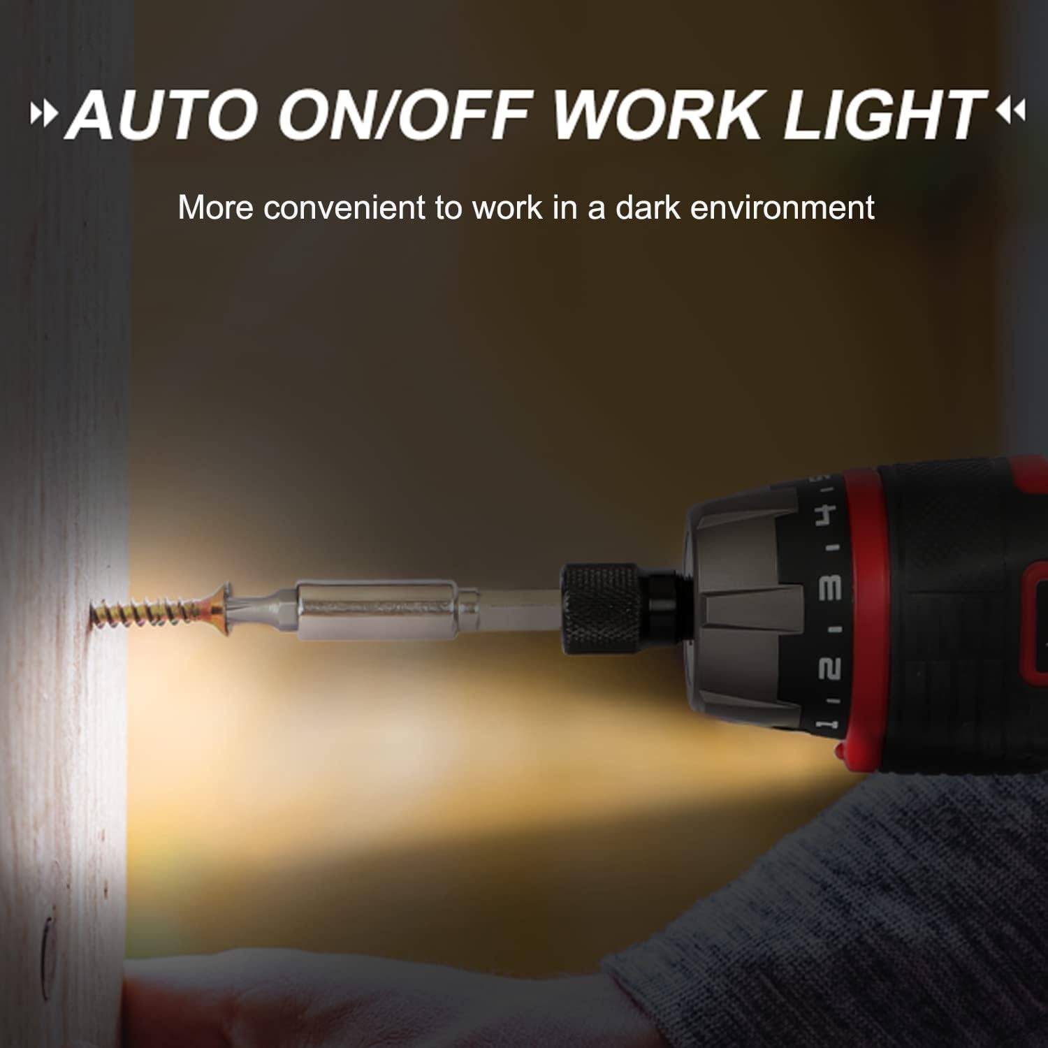 AVID POWER Elektrisches Schraubendreher-Set, wiederaufladbar, 4 V, Akkuschrauber-Set mit 44-teiligem Zubehör, 5,65 Nm Schraubenpistole, 5+1 Drehmomenteinstellung, 2-Positionen-Griff mit LED-Licht – Bild 8