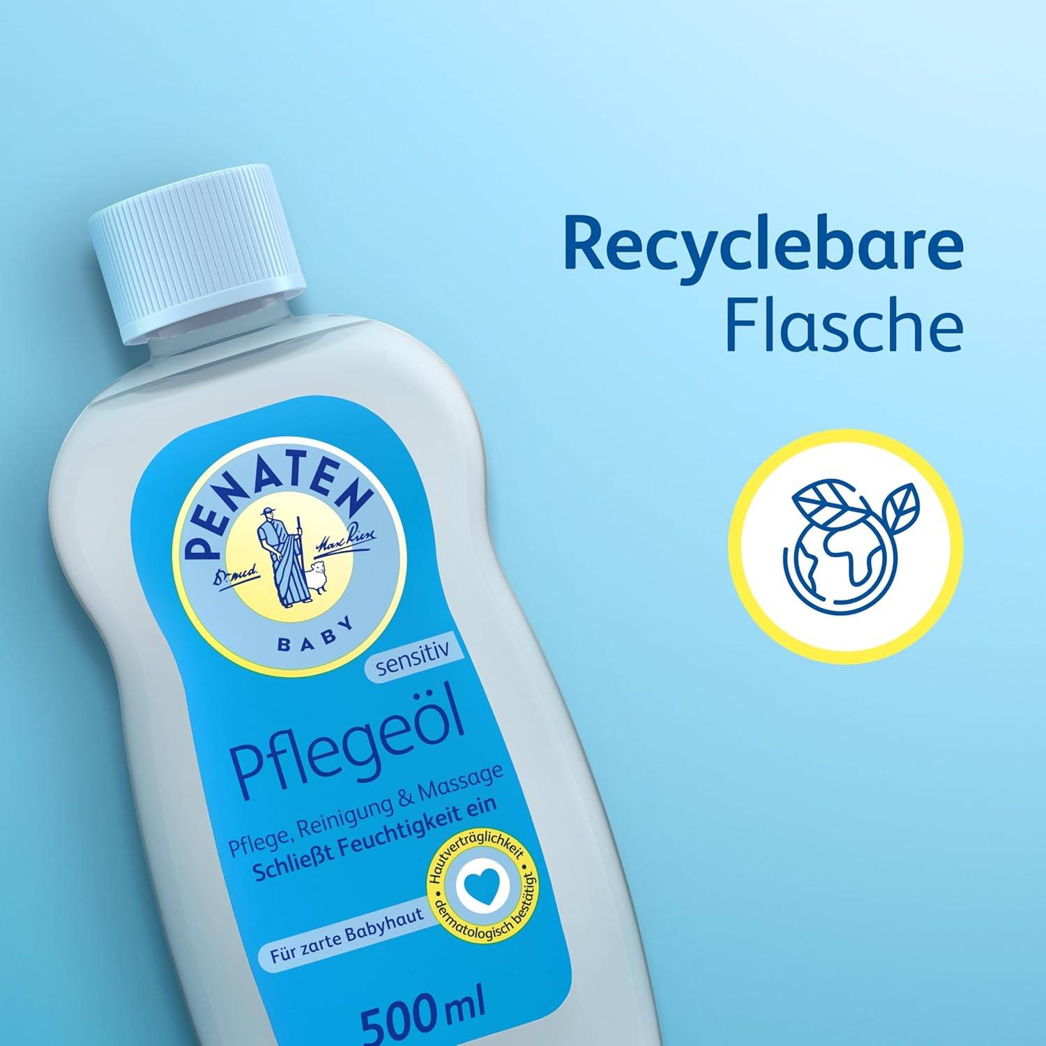 Penaten Pflegeöl 500ml, sanftes Baby Massageöl und Babyöl zur Pflege, Reinigung und Massage, ohne Parabene und Farbstoffe, für Neugeborene – Bild 3