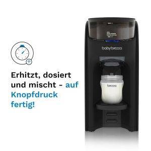 Baby Brezza Formula Pro Advanced – Automatischer Flaschenzubereiter – Mischt Milchpulver & Wasser perfekt – Mit 2 Milchpulvertrichtern (1 im Gerät, 1 extra) – 3 Temperaturen – BPA-frei – schwarz