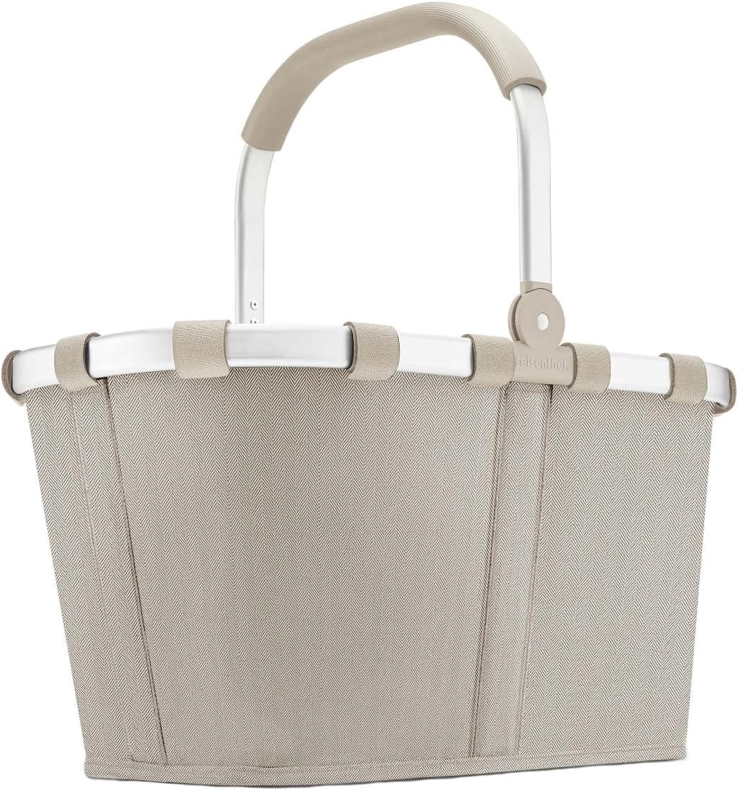 reisenthel carrybag herringbone sand – Stabiler Einkaufskorb mit viel Stauraum und praktischer Innentasche – Elegantes und wasserabweisendes Design
