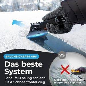 Eiskratzer Auto mit Handschuh TESTSIEGER 2025* - “Eismonster” Profi Scheibenkratzer Auto trifft auf den “Besten Eiskratzer Auto Handschuh“ - top Effizienz kombiniert mit 100% Komfort